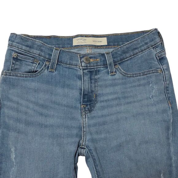Levis Girls Jeans Sz 14 Adjustable Waist Skinny Distressed Destructed - Picture 8 of 10